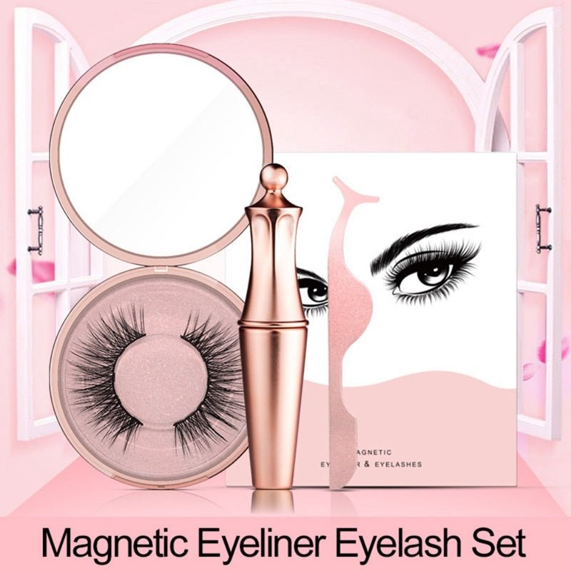 Waterproof Magnetic False Eyelashes, Eyeliner & Tweezer Set image 4