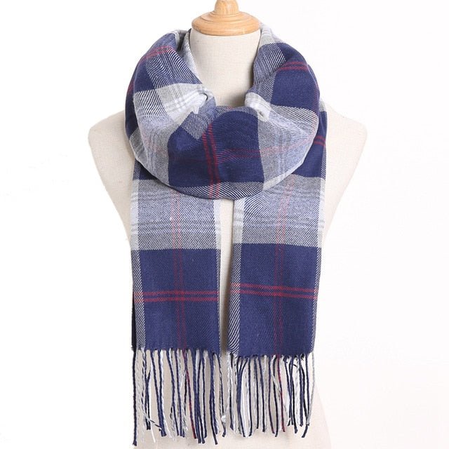 VIANOSI Plaid Winter Scarf for Women | Warm Foulard Solid Scarves | Casual Cashmere Scarfs - 27, 190CM X 35CM image