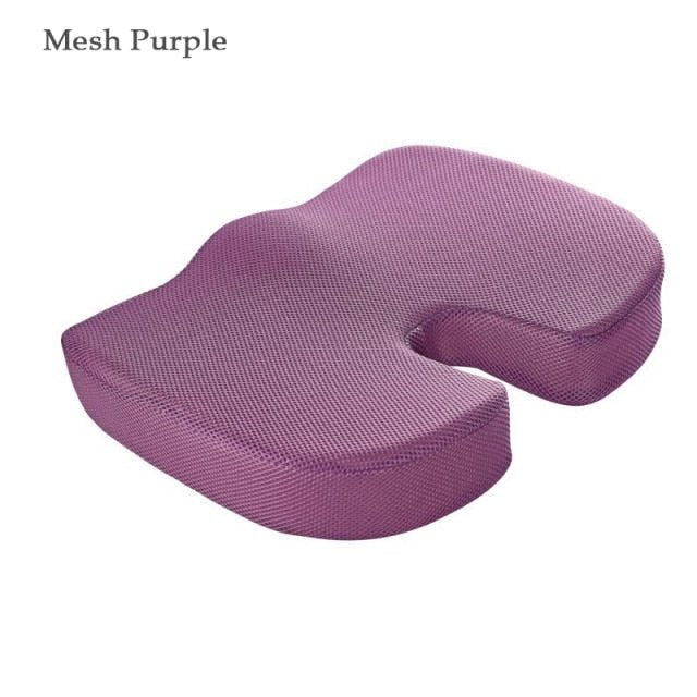 Orthopedic Hemorrhoid Seat Cushion Memory Foam Car Seat Cushion Set Slow Rebound Office Chair Waist Support Coccyx Pain Relief - Mesh Purple Seat image