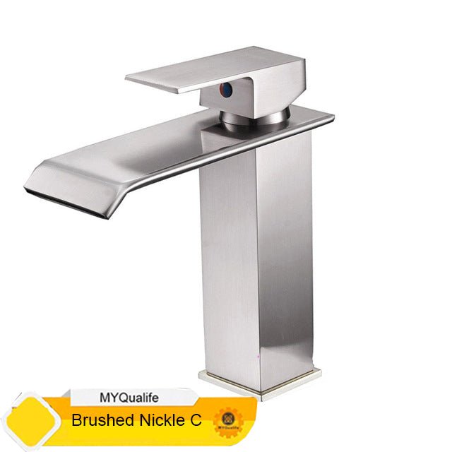 Deck Mount Waterfall Bathroom Faucet Vanity Vessel Sink Mixer Tap Cold Hot Water Tap image 18
