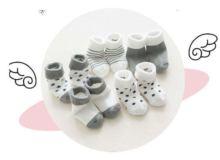 5 pair High Quality Thickened Cartoon Comfort Cotton Newborn Socks image 16