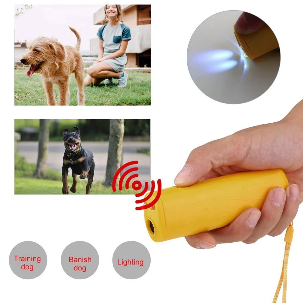 3-in-1 Ultrasonic Dog Repeller & Trainer - Anti-Bark Device with Flashlight for Outdoor Training image 4