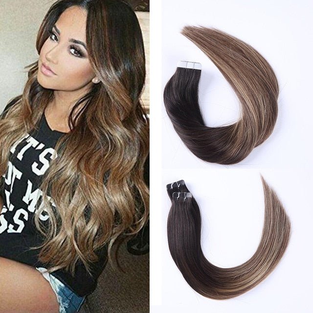 SINDRA 100% Seamless Tape-In Real Human Hair Extensions image