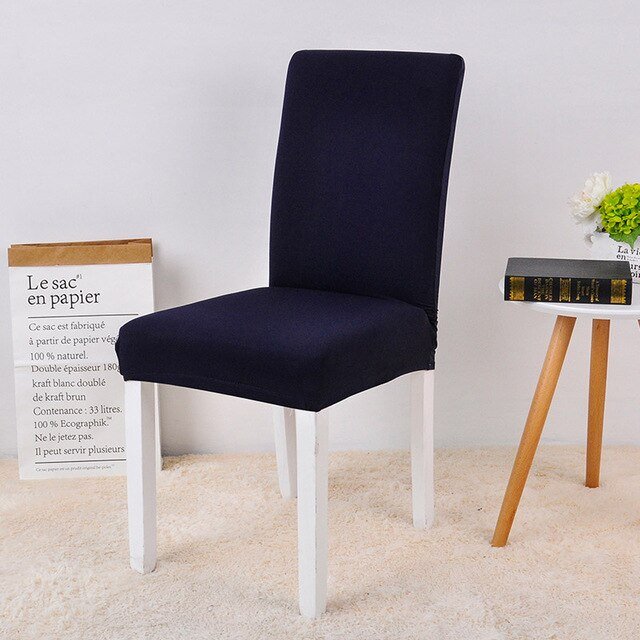 Spandex Desk Chair Seat Slipcovers - Navy Blue, universal sizes image
