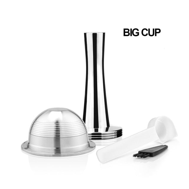 Stainless Steel Refillable Reusable Coffee Capsule Pod Set For Nespresso Vertuo Plus /Vertuoline GCA1 /Delonghi ENV135 image