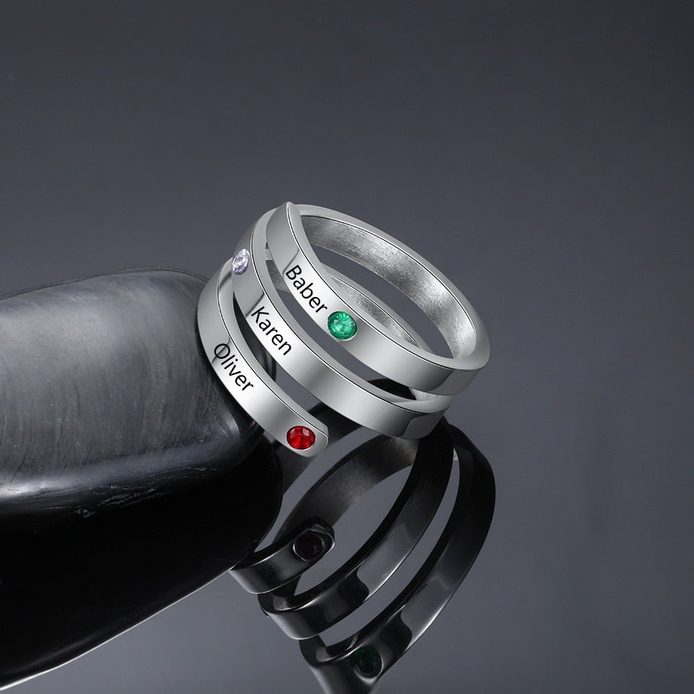 Personalized Custom Engraved Birthstone Rings for Women image 14