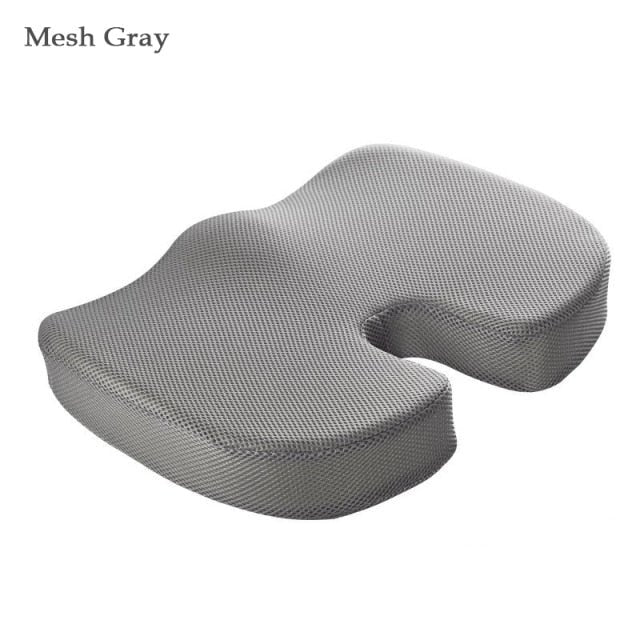 Orthopedic Hemorrhoid Seat Cushion Memory Foam Car Seat Cushion Set Slow Rebound Office Chair Waist Support Coccyx Pain Relief - Mesh Gray Seat image