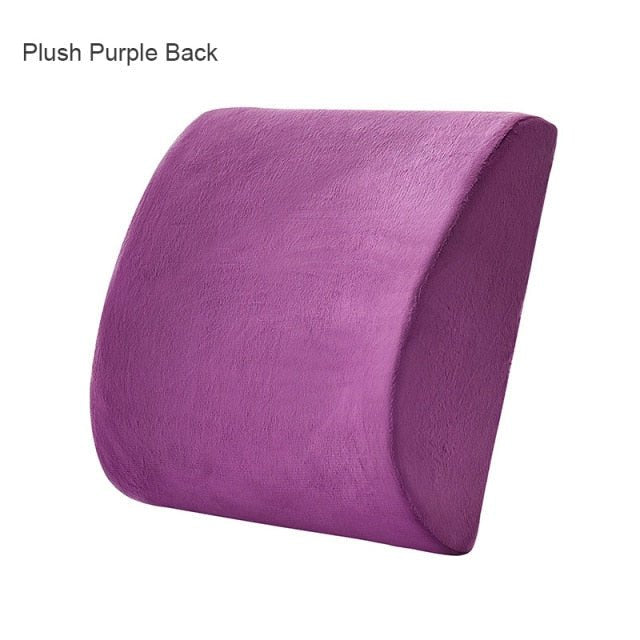 Orthopedic Hemorrhoid Seat Cushion Memory Foam Car Seat Cushion Set Slow Rebound Office Chair Waist Support Coccyx Pain Relief - Plush Purple Back image