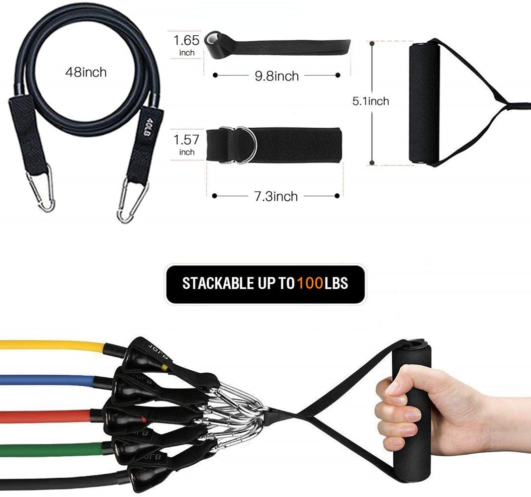 Exercise Resistance Bands Set with Door Anchor Legs Ankle Straps for Resistance Training Physical Therapy Home Workouts image 29