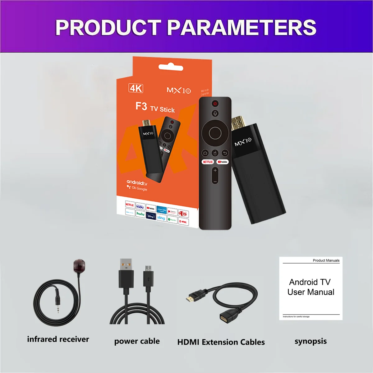 MX10-F3 4K TV Stick ‚Äì Android 11, Dual-Band Wi-Fi, 2GB RAM, 16GB Storage, Ultra HD Streaming image 3