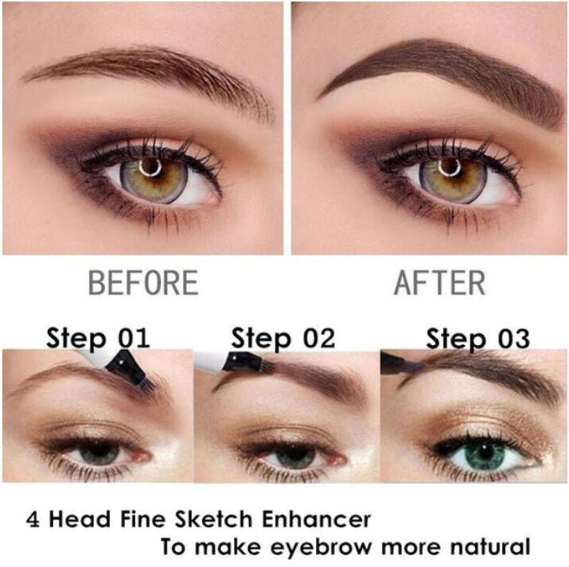 Four-Headed Eyebrow Pencil Waterproof Sweat-Proof Non-Fading Black Brown Liquid Eyebrow Pencil 4-Fork Eyebrow Pencil image 2