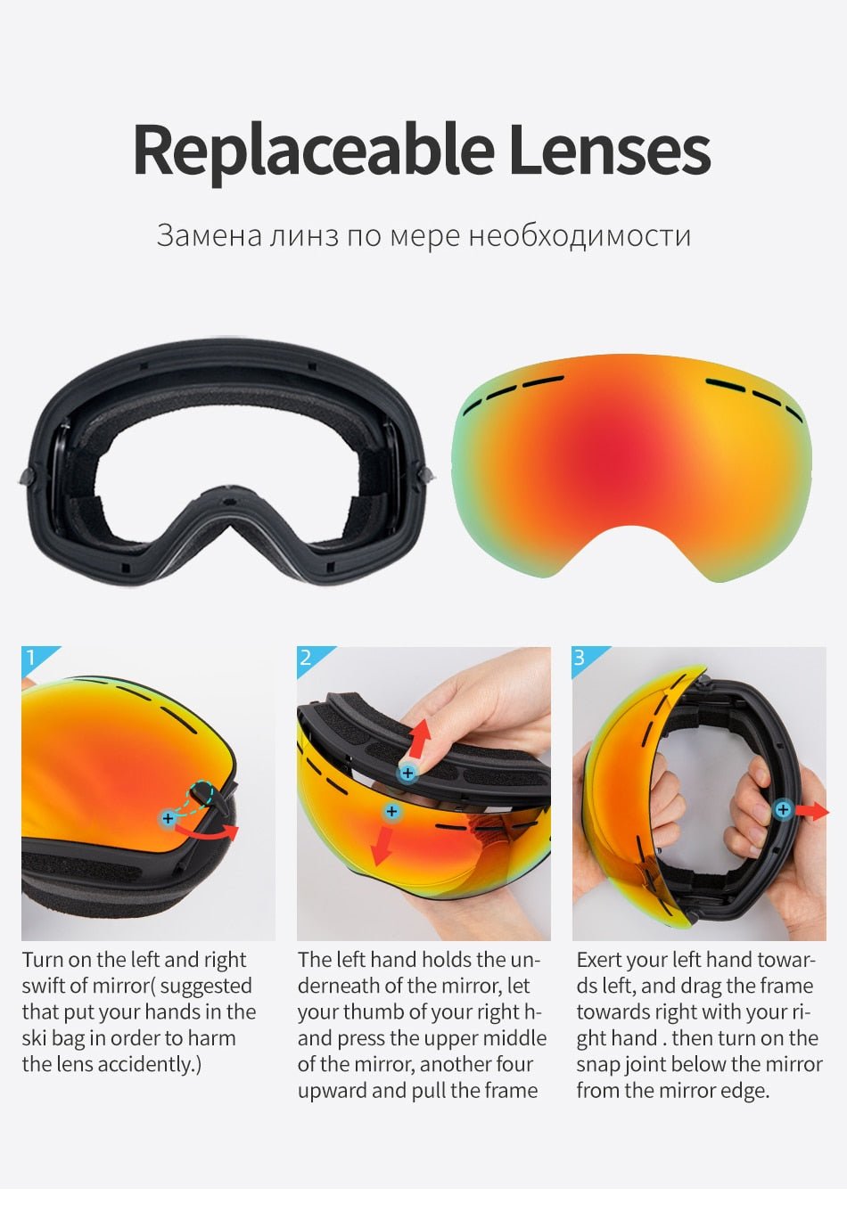 COPOZZ Anti Fog Snowboard Ski Goggles Mask image 13