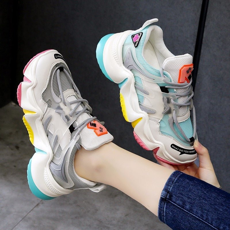Women Vulcanize Breathable Rainbow Color Fashion Casual Sneakers image 18