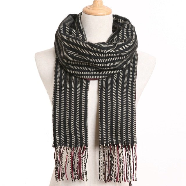 VIANOSI Plaid Winter Scarf for Women | Warm Foulard Solid Scarves | Casual Cashmere Scarfs - 52, 190CM X 35CM image