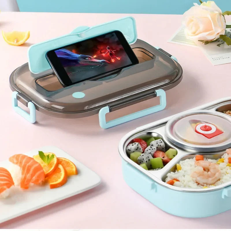 304 Stainless Steel Insulated Lunch Box with 4 Compartments and Soup Bowl image 2