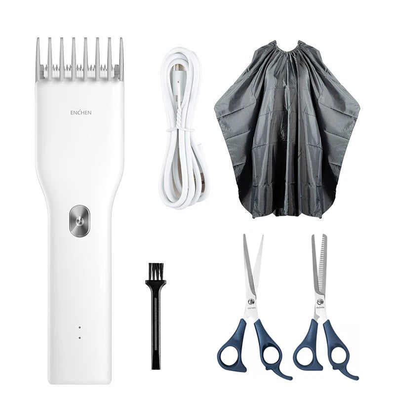 ENCHEN Boost USB Electric Hair Clippers ‚Äì Cordless, Rechargeable Hair Trimmer for Men, Adults, and Kids - White Set image