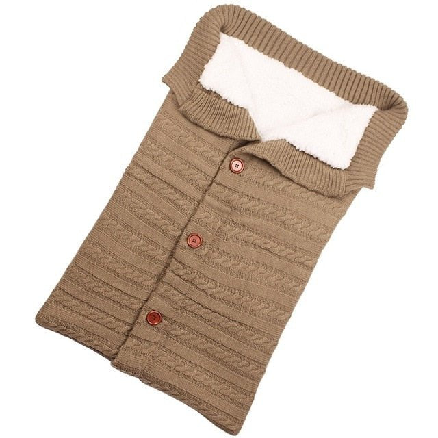 Newborn Baby Winter Warm Sleeping Bag ‚Äì Infant Button Knit Swaddle Wrap & Toddler Blanket Stroller Wrap image 0