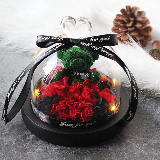 The Beauty and Beast Forever Rose Flower With Night Light in Glass Dome - B35 image