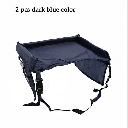 2PCS Waterproof Baby Car Seat Tray Stroller for Kid Toys, Games and Food - 2 dark Blue image