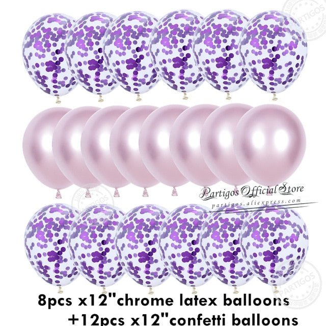 20pcs Confetti Chrome Birthday Party Decors Wedding Decoration New Year Balloon Set image