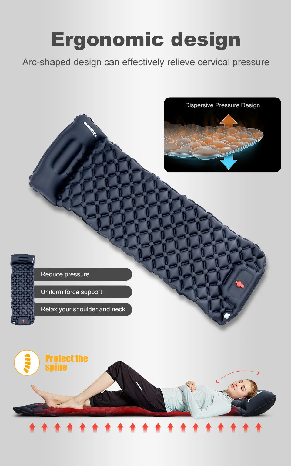 Ultralight Camping Inflatable Mattress with Pillow – Built-In Pump for Hiking & Outdoor Sleeping image 12