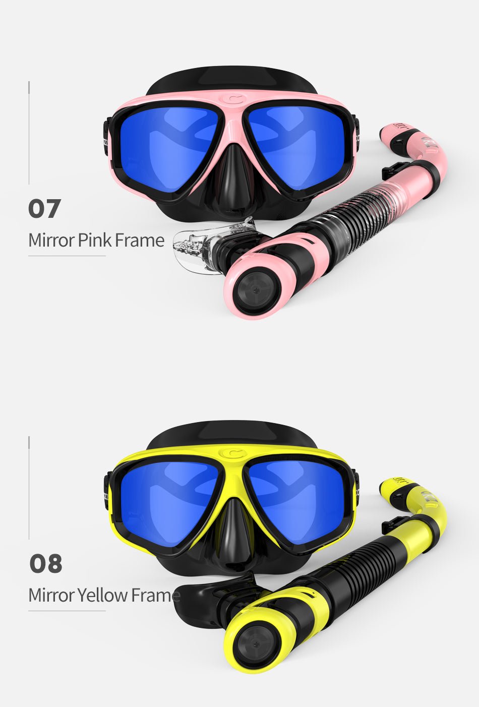 COPOZZ Scuba Diving Mask Set Anti Fog Goggles with Snorkel Glasses Tube Adjustable Strap for Women Men Adult Swimming Mask image 6