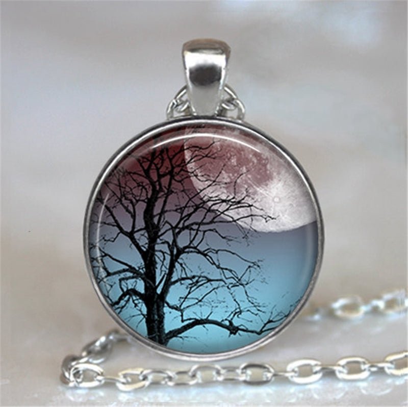 Tree Of Life Glass Cabochon Statement Necklace & Pendant Jewelry image 25