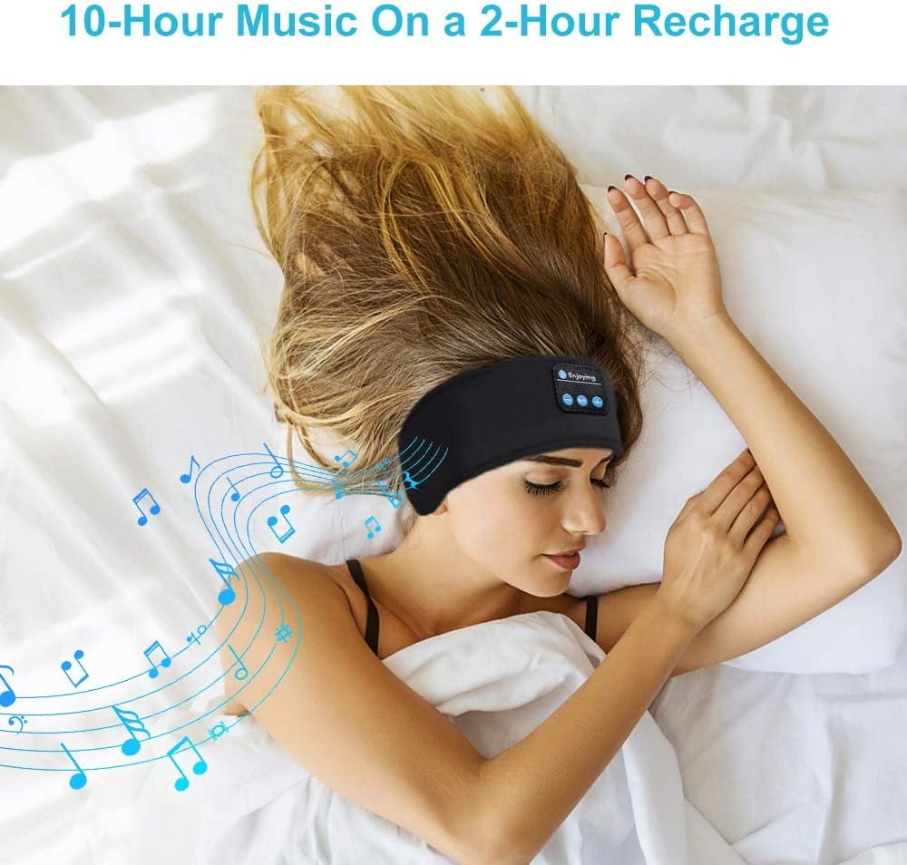 Bluetooth Sleeping Headphones Sports Headband Thin Soft Elastic Comfortable Wireless Music Earphones Eye Mask for Side Sleeper image 2