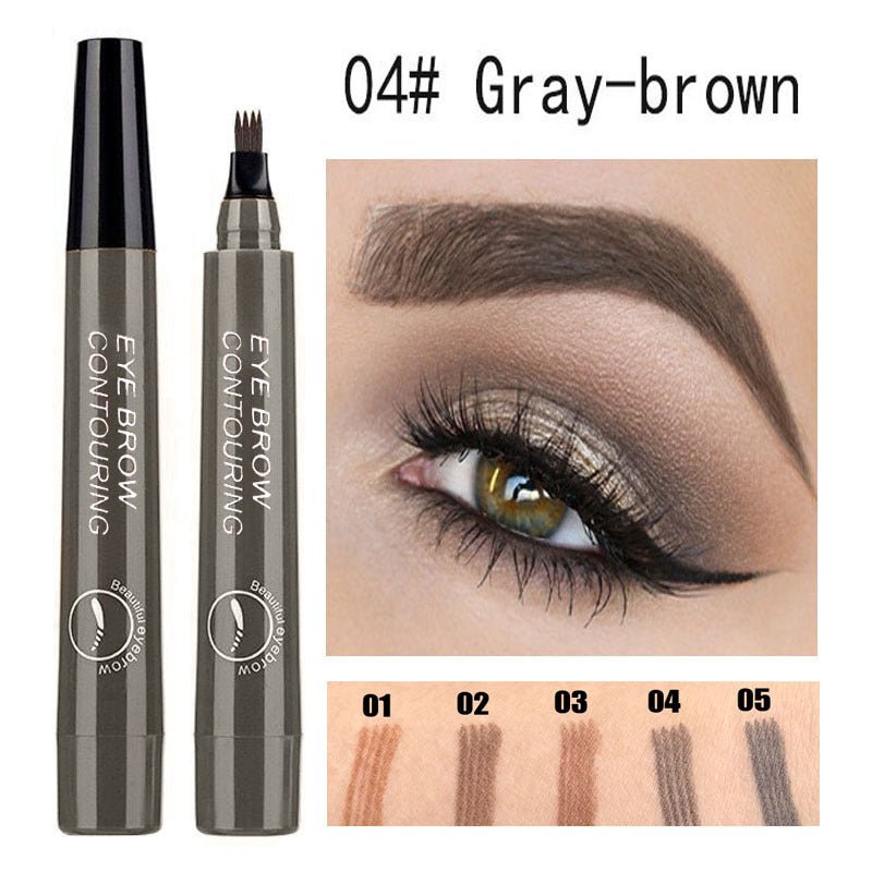 5-Color Four-Pronged Eyebrow Pencil Eyebrow Brush Split Liquid Waterproof Long-Lasting Eyebrows Enhancer Pencil Eyebrow Shadow image 5