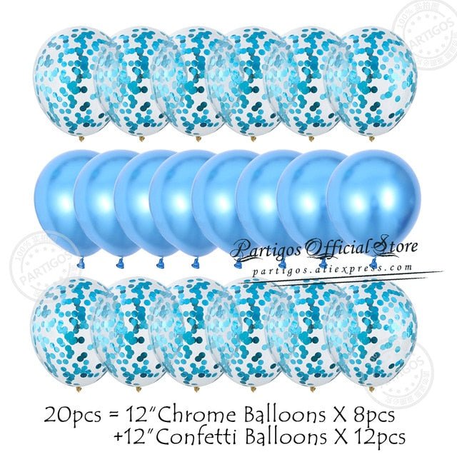 20pcs Confetti Chrome Birthday Party Decors Wedding Decoration New Year Balloon Set image