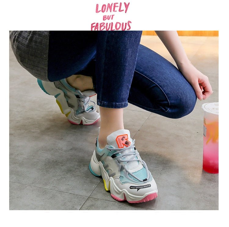 Women Vulcanize Breathable Rainbow Color Fashion Casual Sneakers image 22