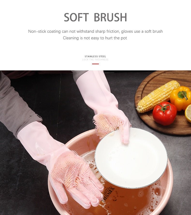 2PCS Multifunction Silicone Dishwashing Cleaning Gloves image 9