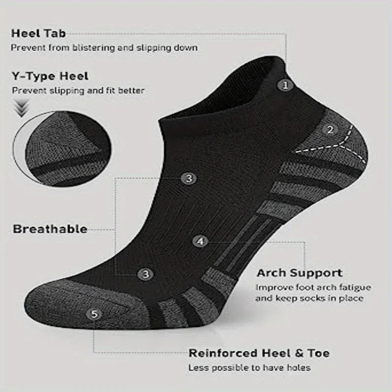 6 Pairs Ankle Athletic Running Socks Cushioned Cotton Breathable Low Cut Sports Tab Socks For Men And Women image 17