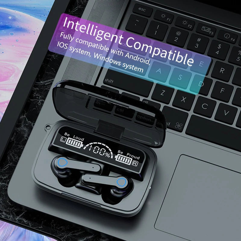 M19 TWS Wireless Bluetooth Earbuds ‚Äì Noise-Cancelling Gaming Headset with Mic & Power Bank Case image 1