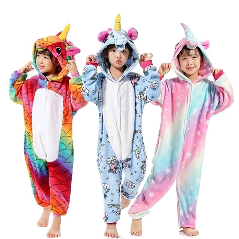 Winter Unicorn Onesies Pajamas | Kids Flannel Warm Jumpsuit SleepWear image 0