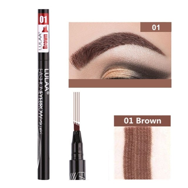 5 Colors Waterproof Eyebrow Tattoo Pencil Cosmetic | Long Lasting Natural Dark Brown Liquid Eye Brow Pencil - 01 Brown image