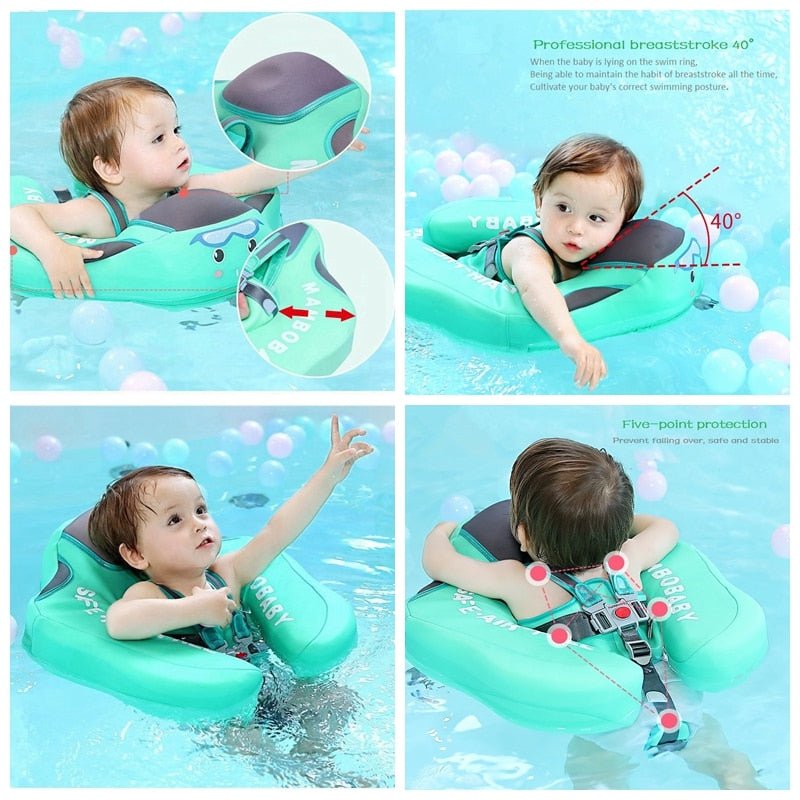 Non-Inflatable Baby Smart Swimming Float Ring Trainer with Sunshade image 13