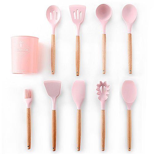 Heat Resistant Non-Stick Silicone Kitchenware Cooking Utensils Set With Storage Box Tools image 26