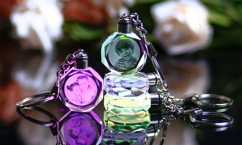 Laser Engraved Crystal Glass Keychain image 1