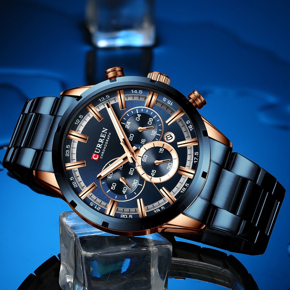 Mens Classy Watch Blue Dial Stainless Steel Band Date Mens Business Male Watches Waterproof Luxuries Men Wrist Watches for Men image 8