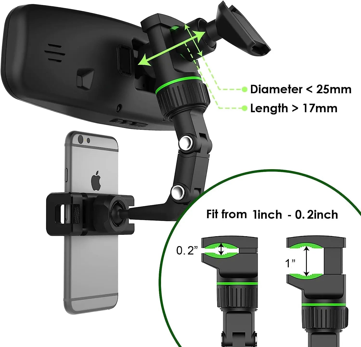 360¬∞ Rotatable Rearview Mirror Phone Holder ‚Äì Retractable Car Phone Mount for All Vehicles image 1