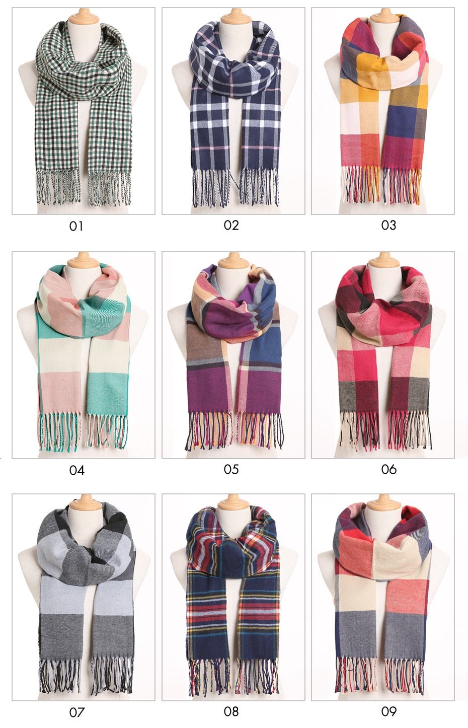 VIANOSI Plaid Winter Scarf for Women | Warm Foulard Solid Scarves | Casual Cashmere Scarfs image 6