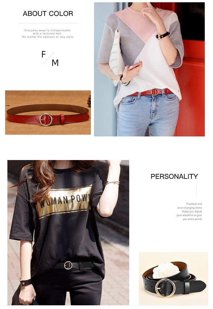 NO.ONEPAUL Female Gold Buckle Jeans Belts | New Circle Pin Buckles Belt image 14