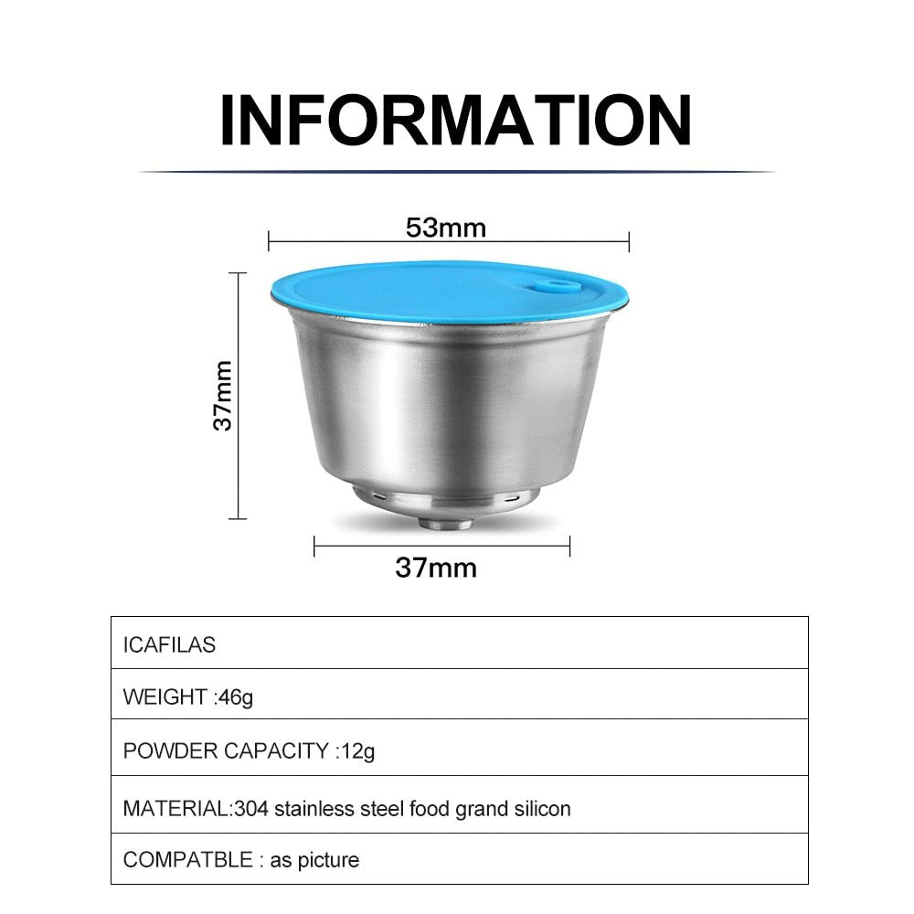icafilas Reusable Dolce Gusto Capsule Silicone Cover Dolci Gusto Coffee Machine Refillable STAINLESS STEEL Plastic Coffee Pod image 4