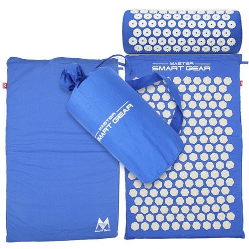 Acupressure Massage Yoga Mat Set with Free Carrying Bag - Blue image