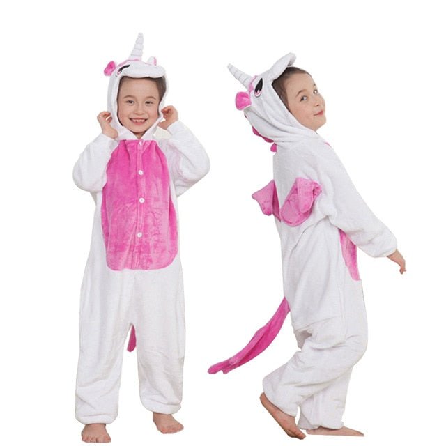 Winter Unicorn Onesies Pajamas | Kids Flannel Warm Jumpsuit SleepWear image