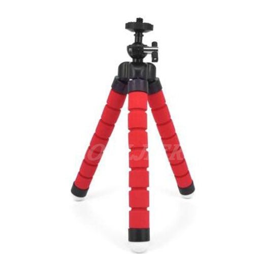 Flexible Sponge Octopus Tripod Phone Holder Camera Stand With Bluetooth Remote Shutter - red image