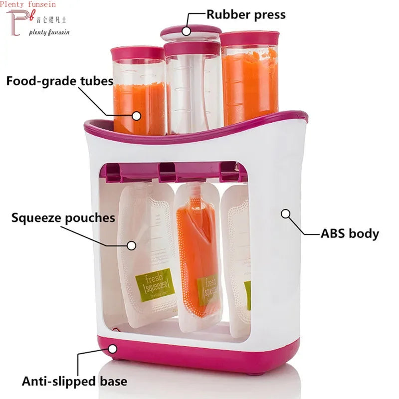 Baby Food Squeeze Station Set | Easy Fruit Puree Maker & Storage Organizer for Kids image 2