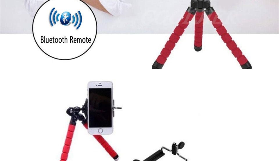 Flexible Sponge Octopus Tripod Phone Holder Camera Stand With Bluetooth Remote Shutter image 8