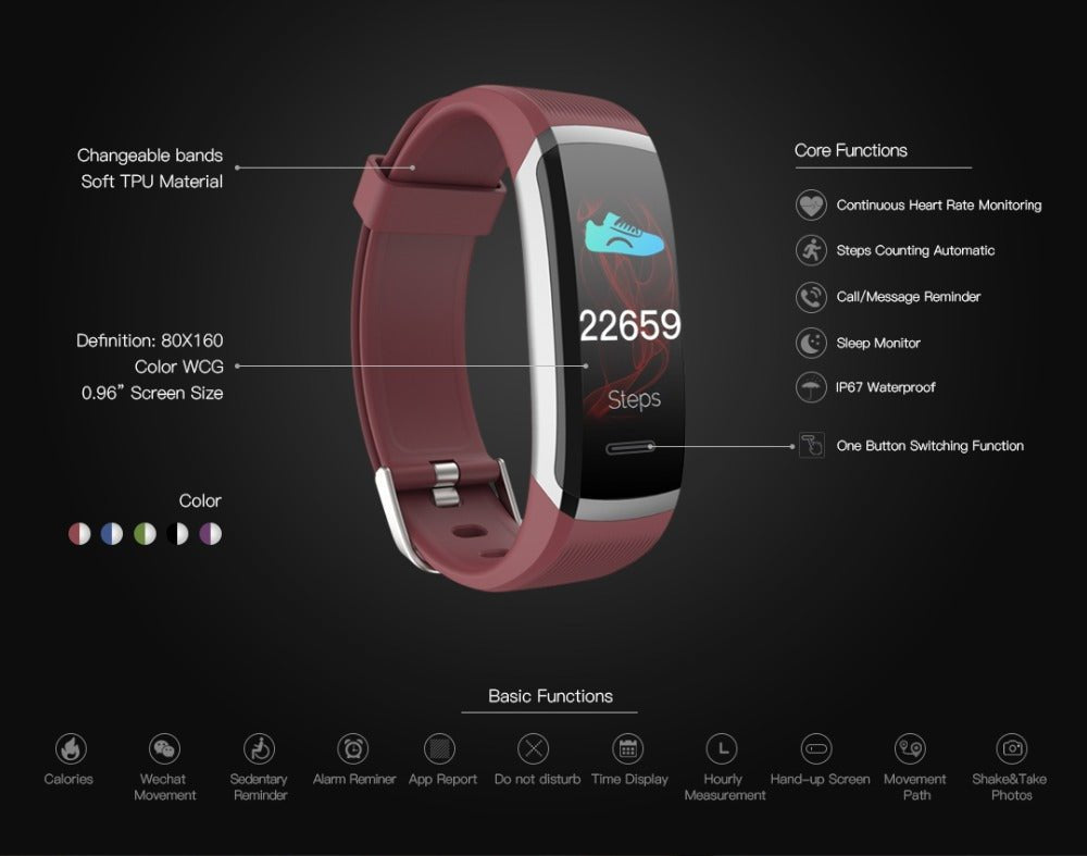 Letike IP67 Waterproof Heart rate Fitness Tracker Bracelet image 1